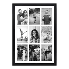 Custom Black Photo Frame Wood Collage Frame with Real Glass