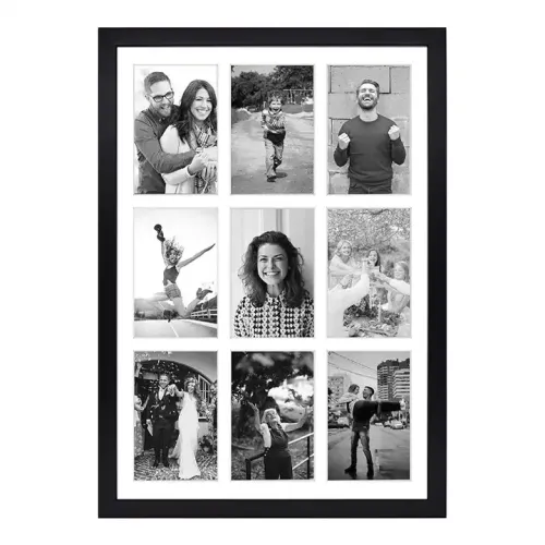 Custom Black Photo Frame Wood Collage Frame with Real Glass