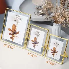 Customized Metal Picture Frame Double Side Glass Photo Frame