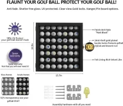 Wholesale Golf Ball Display Case, Lockable Shadow Box for Golf Enthusiasts, Rack Cabinet with 98% UV Protection Acrylic Glass Door