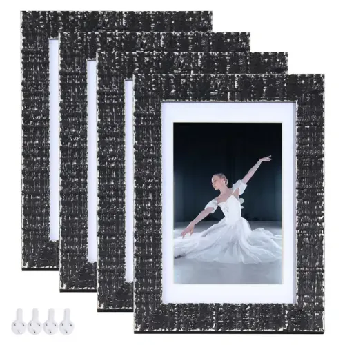Customized Wood Picture Frame Washed Black Photo Frame