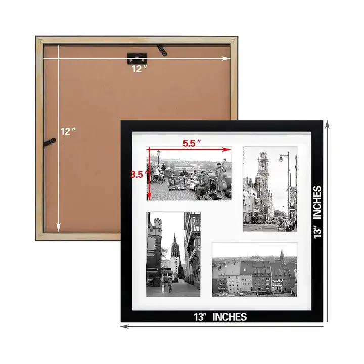 Custom 12x12 Black Wood Photo Frame Square Collage Picture Frame