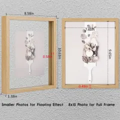 Customized Floating Wood Picture Frame Double Glass Rustic Photo Frame