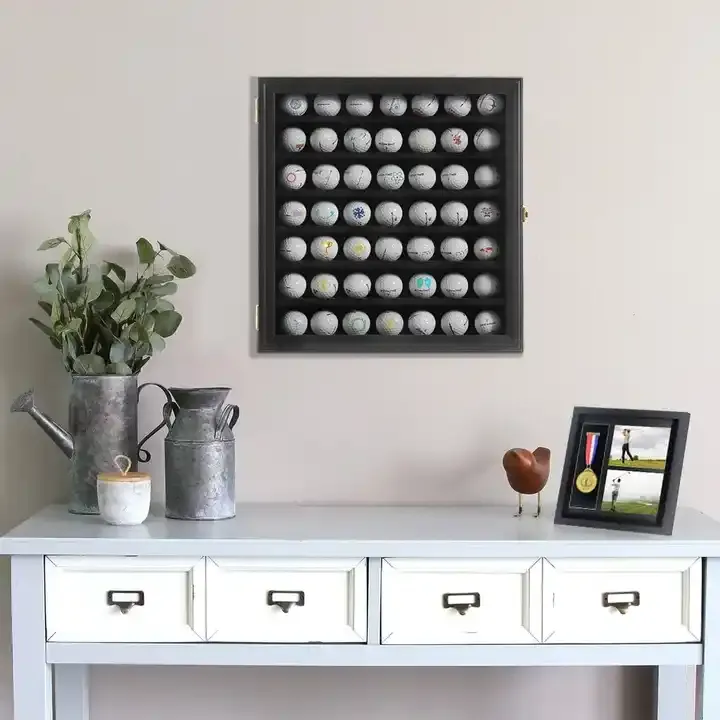 Wholesale Golf Ball Display Case, Lockable Shadow Box for Golf Enthusiasts, Rack Cabinet with 98% UV Protection Acrylic Glass Door