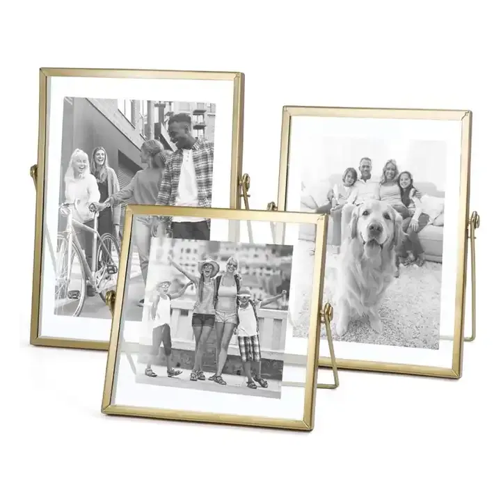 Custom Metal Floating Picture Frame Double-Sided Glass Photo Frame