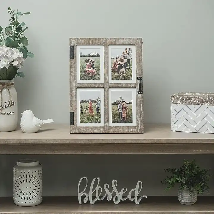 Wholesale Wood Photo Frame with White Mat Collage Picture Frame