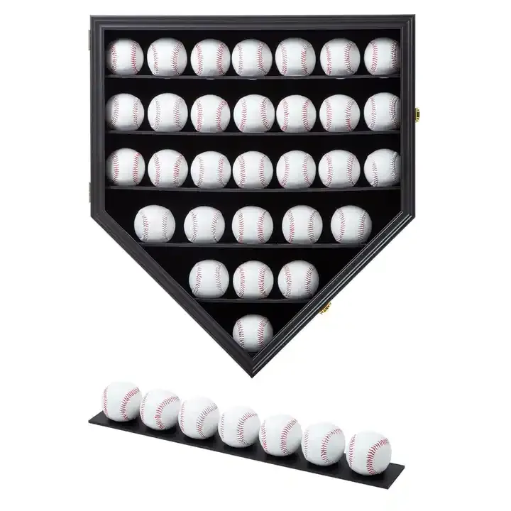 Customized Baseball Display Case, Baseball Shadow Box with Lock and UV Protection Door, Frame for Homerun and Collector Autograph Balls
