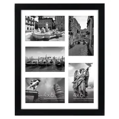 Custom Collage Picture Frame with Five Openings, Solid Wood Photo Frame