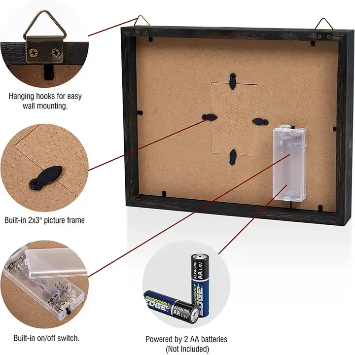Customized Wooden Sympathy Gift Shadow Box LED Memorial Shadow Box Picture Frame
