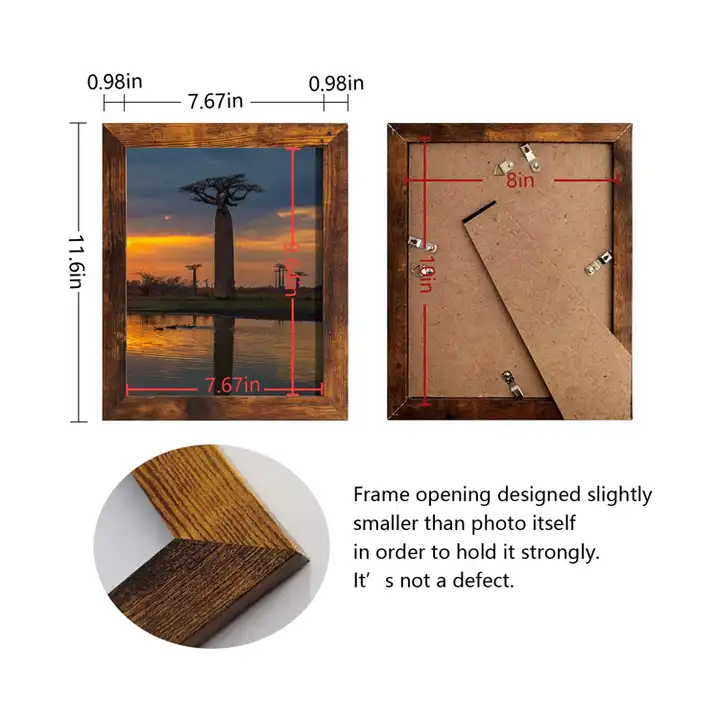 Custom 4x6 & 8x10 Picture Frame Solid Wood Photo Frame with High Definition Glass