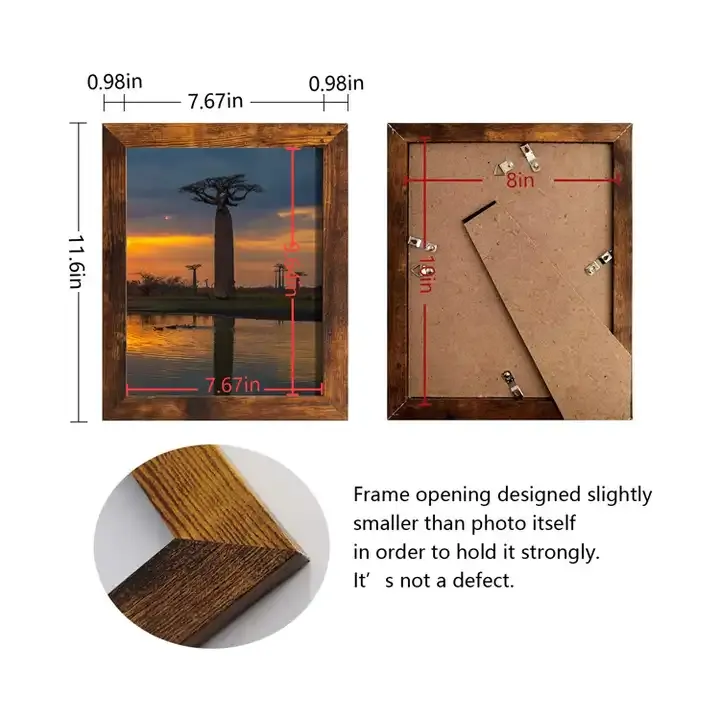 Custom 4x6 & 8x10 Picture Frame Solid Wood Photo Frame with High Definition Glass