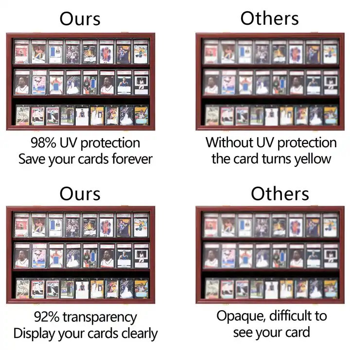 Wholesale Baseball Trading Cards Display Case, Shadow Box for Collectibles Graded Cards, Frame with UV Protection Door