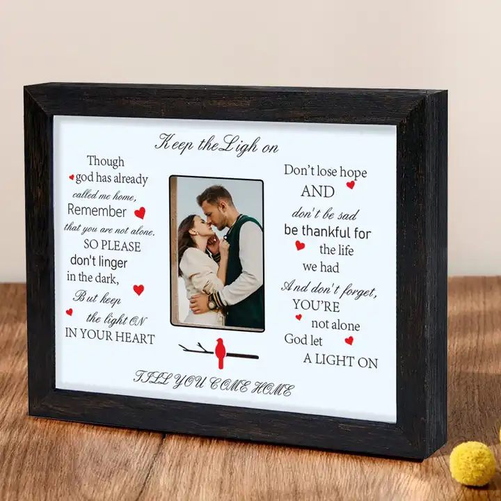 Customized Wooden Sympathy Gift Shadow Box LED Memorial Shadow Box Picture Frame
