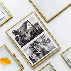 Custom Metal Floating Picture Frame Double-Sided Glass Photo Frame