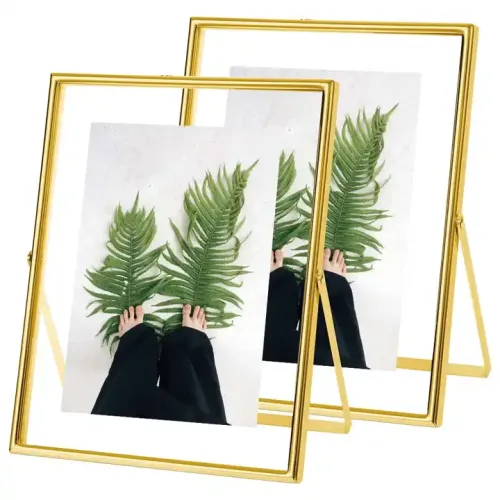 Customized Metal Picture Frame Double Side Glass Photo Frame