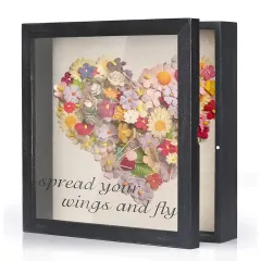 Custom Heart Shape Flowers Shadow Box, Keepsake Shadow Box Frame
