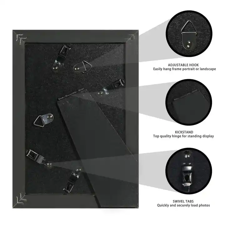 Customized Wood Picture Frame Washed Black Photo Frame