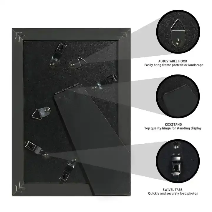 Customized Wood Picture Frame Washed Black Photo Frame