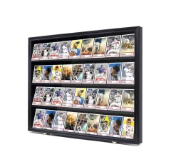 Custom 36 Graded Baseball Cards Lockable Display Case, Shadow Box Frame for Basketball Football Hockey Trading Cards, with UV Protection Acrylic Door