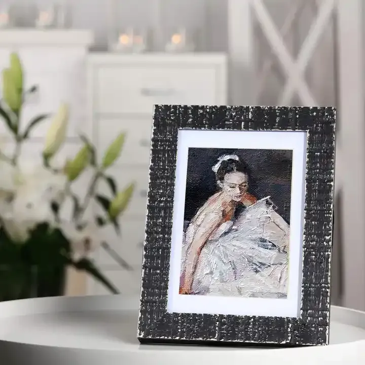 Customized Wood Picture Frame Washed Black Photo Frame