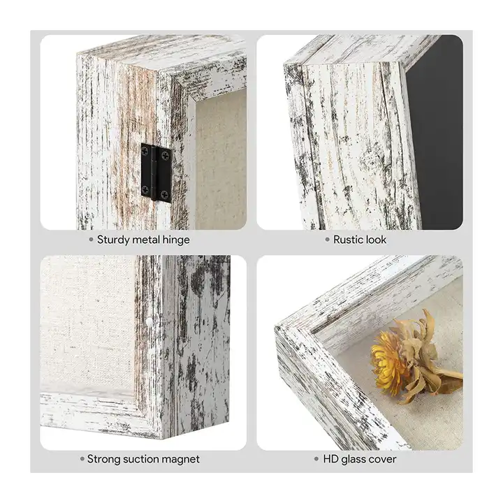 Customized Shadow Box with Linen Textured Back, Rustic Dried Flower Shadow Box Frame