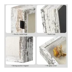 Customized Shadow Box with Linen Textured Back, Rustic Dried Flower Shadow Box Frame