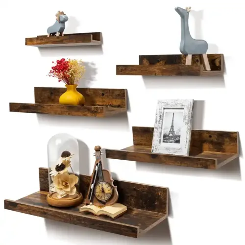 Customized Natural Modern Floating Shelves Wood Wall Shelves