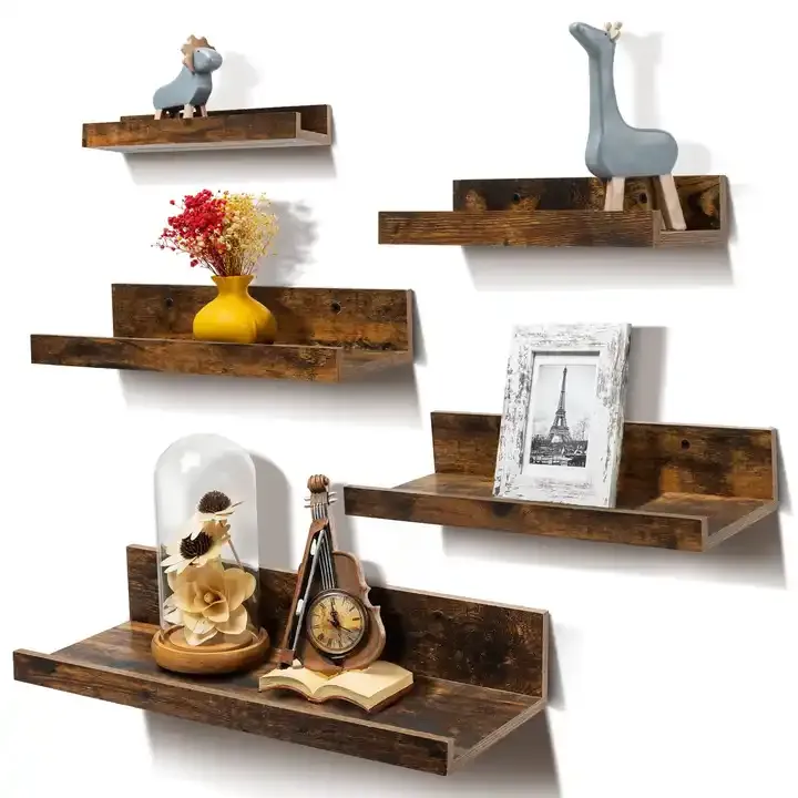 Customized Natural Modern Floating Shelves Wood Wall Shelves