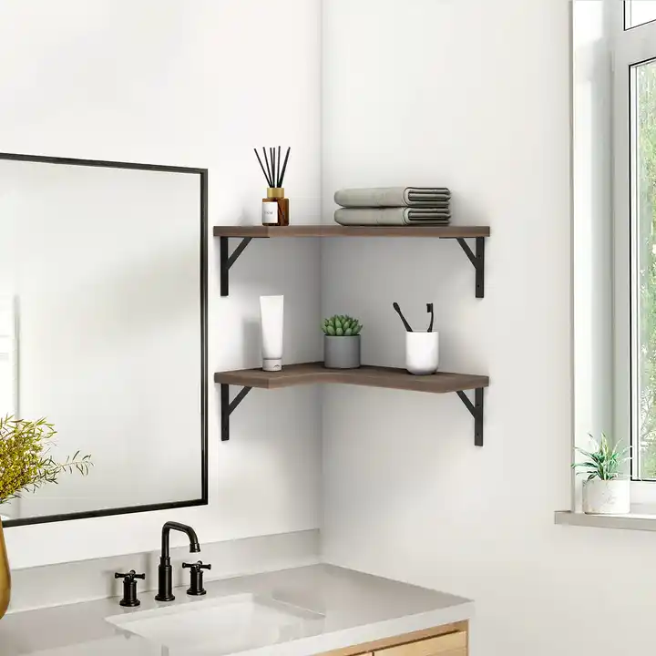 Custom Corner Floating Shelves Wood Wall Shelves