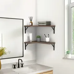 Custom Corner Floating Shelves Wood Wall Shelves