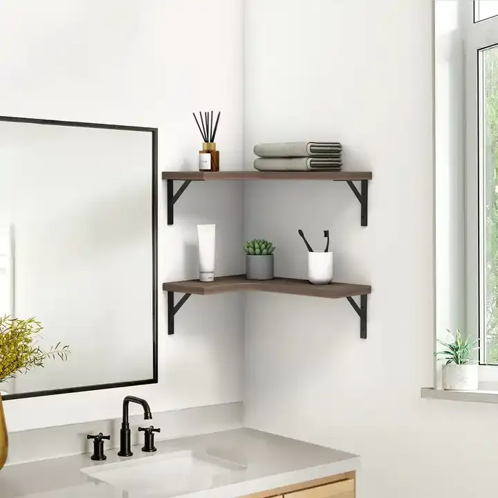 Custom Corner Floating Shelves Wood Wall Shelves