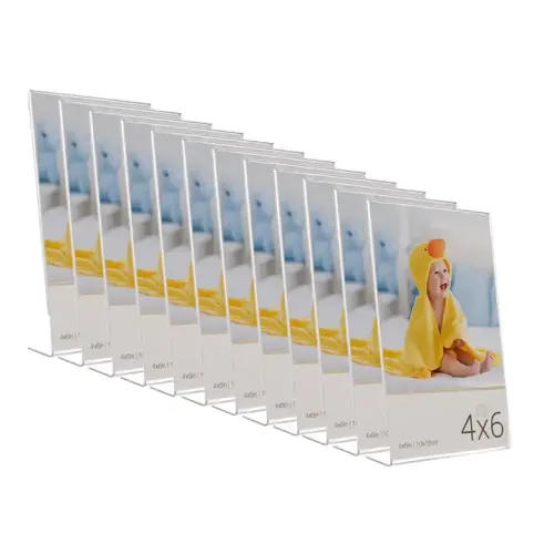 Wholesale Clear Acrylic Self Standing Picture Frame Set of 12 Acrylic Photo Frame