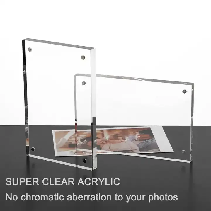 Custom Acrylic Picture Frame Freestanding Double Sided Frameless Magnetic Photo Frame