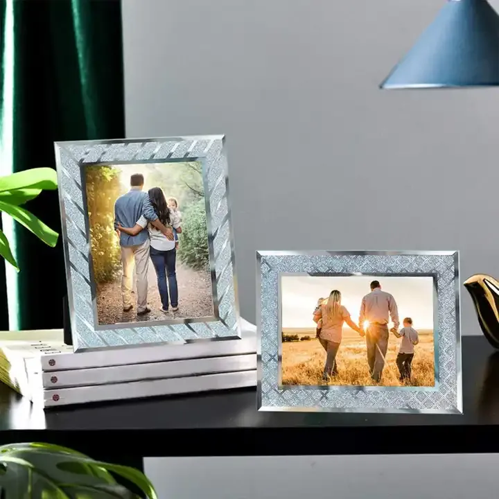 Customized Glass Picture Frame Sparkle Crystal Diamond Photo Frame