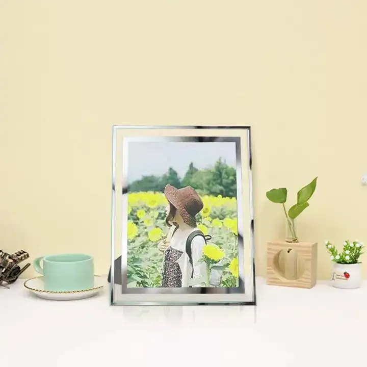 Custom Glass Picture Frame Silver Mirrored Photo Frame