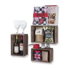 Wholesale Floating Shelves for Wall Set of 8, Rustic Wood Wall Mounted Storage Shelves