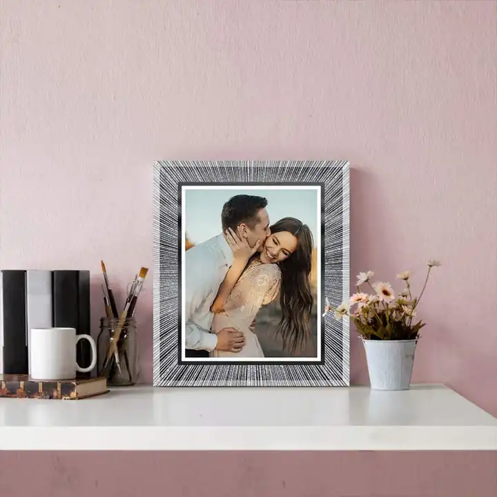 Customized Glass Picture Frame Radial Texture Photo Frame