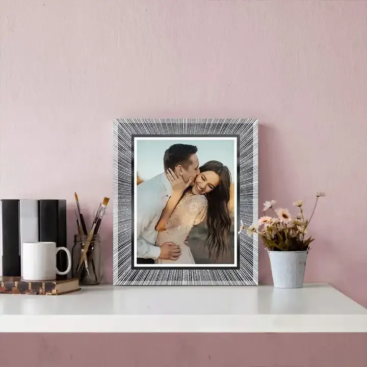 Customized Glass Picture Frame Radial Texture Photo Frame