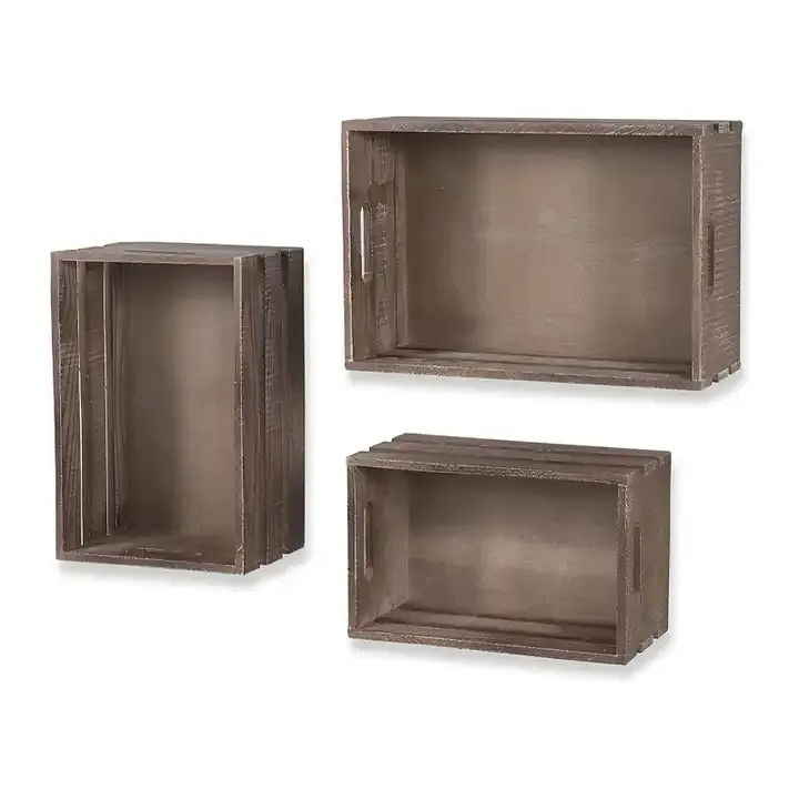 Wholesale Floating Shelves for Wall Set of 8, Rustic Wood Wall Mounted Storage Shelves