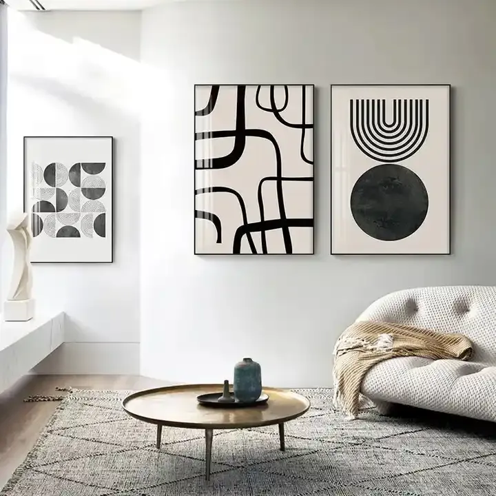 Wholesale Modern Minimalist Wall Art Black White Line Wall Artwork