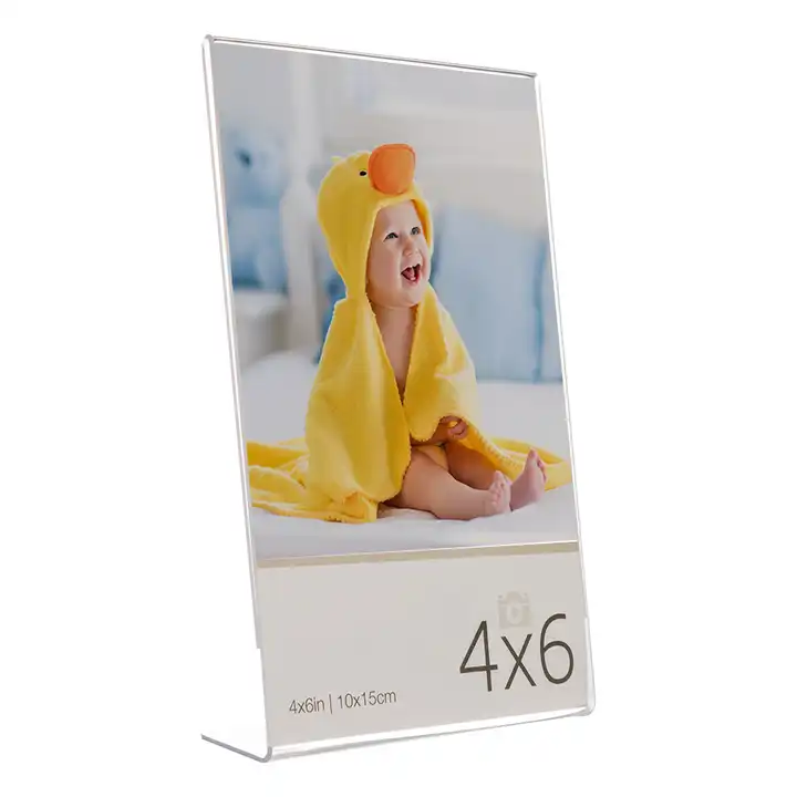 Wholesale Clear Acrylic Self Standing Picture Frame Set of 12 Acrylic Photo Frame