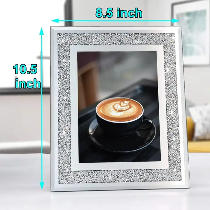 Wholesale Crushed Diamond Wedding Photo Frame Crystal Silver Glass Picture Frame