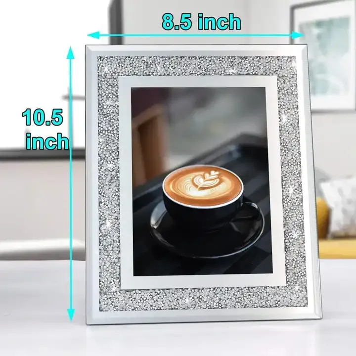 Wholesale Crushed Diamond Wedding Photo Frame Crystal Silver Glass Picture Frame