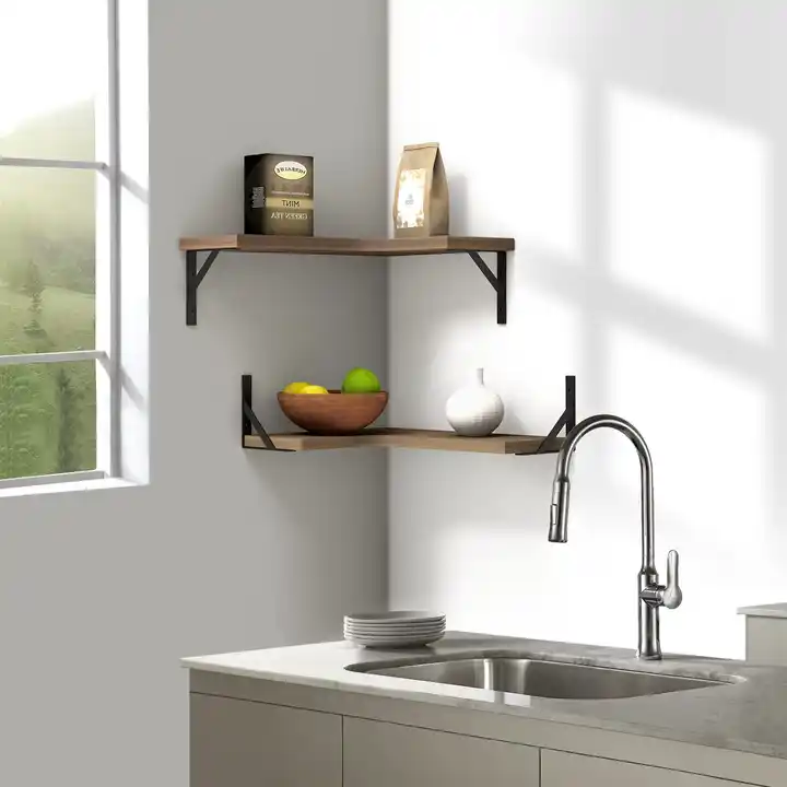 Custom Corner Floating Shelves Wood Wall Shelves