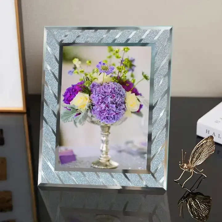 Customized Glass Picture Frame Sparkle Crystal Diamond Photo Frame