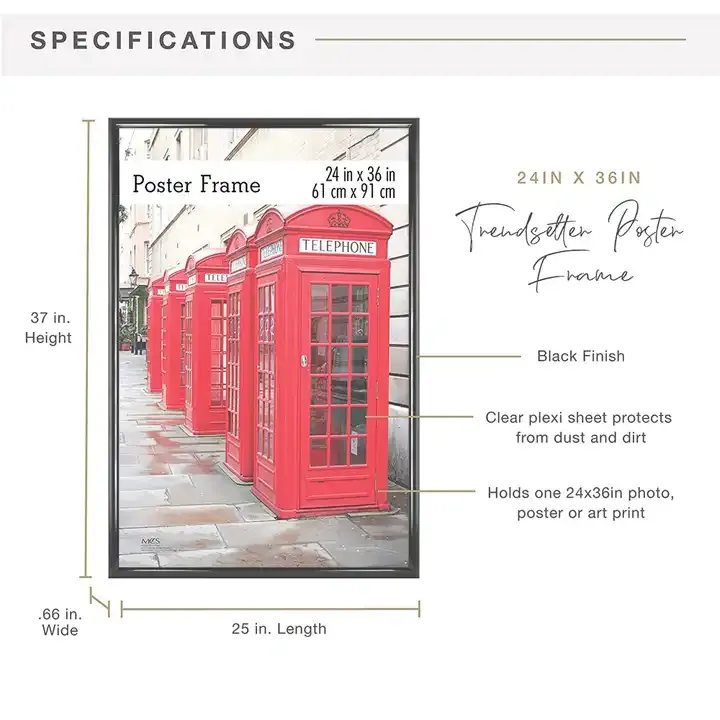 Wholesale Plastic Picture Frame 11x14", 12x16", 16x20", 18x24", 24x36" Poster Frame