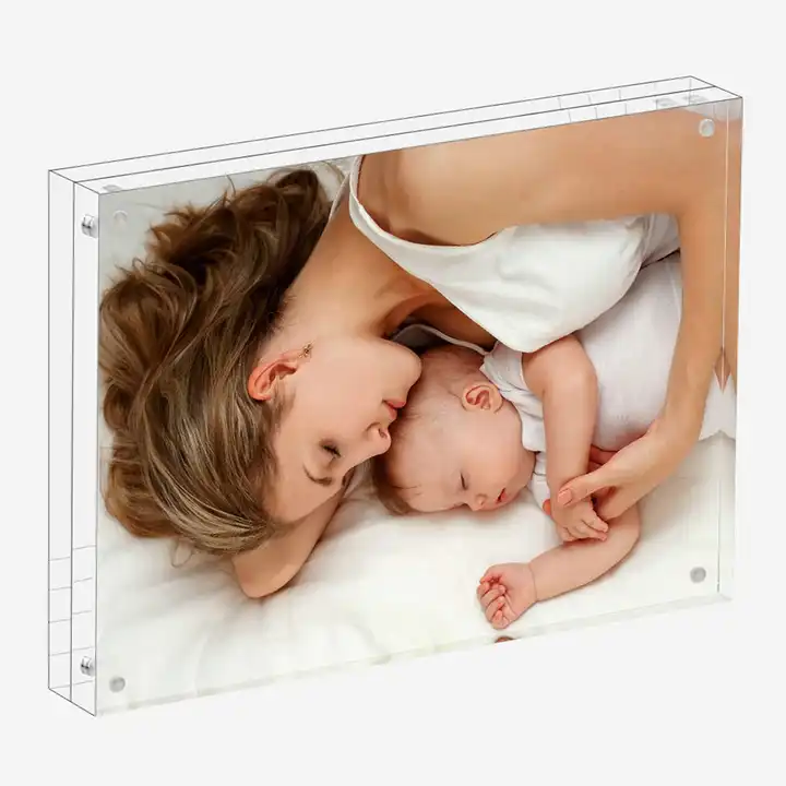 Custom Acrylic Picture Frame Freestanding Double Sided Frameless Magnetic Photo Frame
