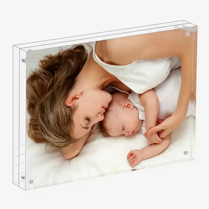 Custom Acrylic Picture Frame Freestanding Double Sided Frameless Magnetic Photo Frame
