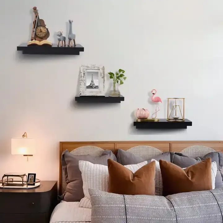 Customized Natural Modern Floating Shelves Wood Wall Shelves