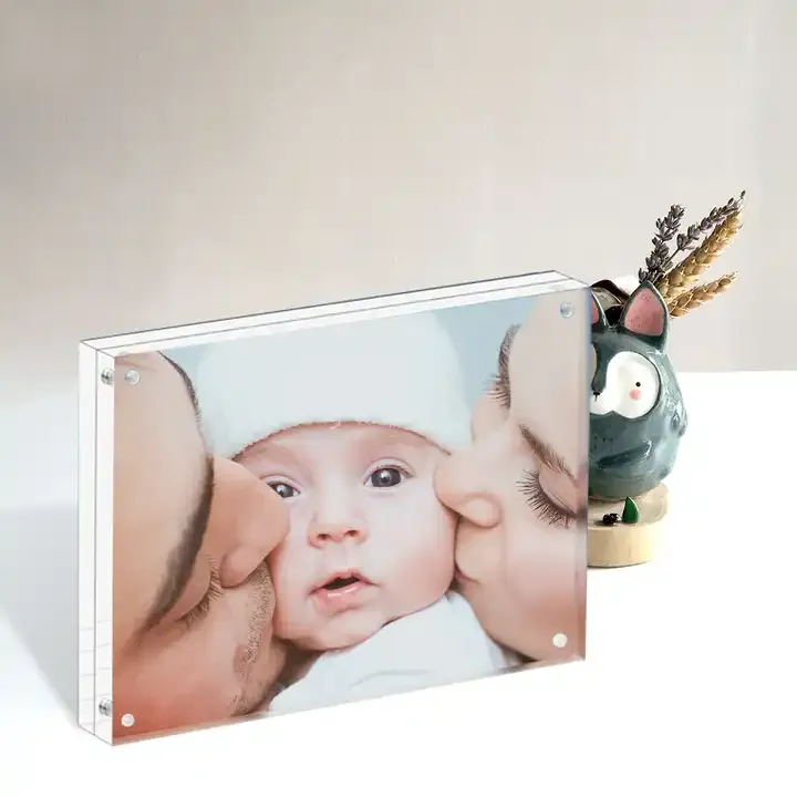 Custom Acrylic Picture Frame Freestanding Double Sided Frameless Magnetic Photo Frame